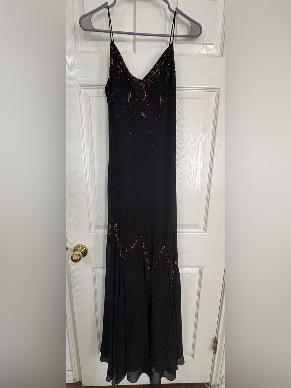 Vintage  Xscape Dress Maxi Gown Bead Sheer Chiffon Y2K Formal Fairy Grunge Sz 6